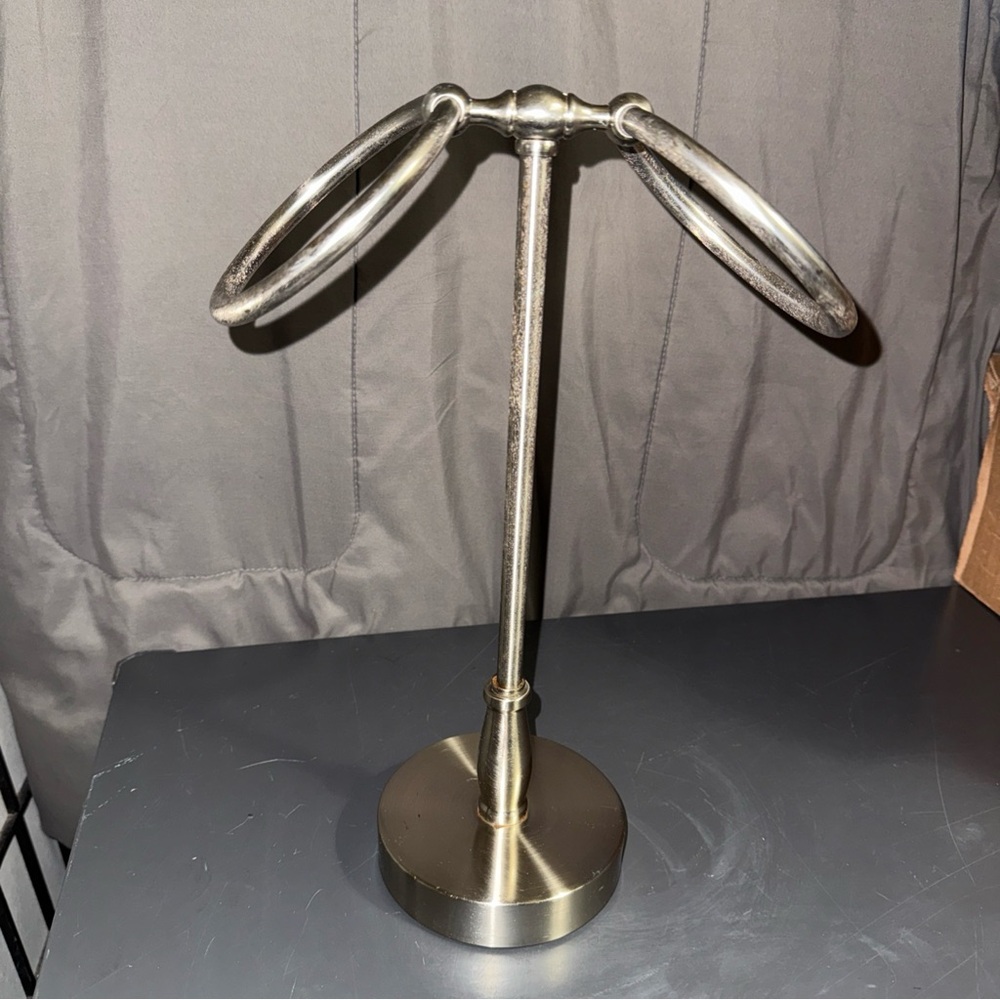 Home Essentials Silver Bath Towel Holder Minimalist Design brushed nickel